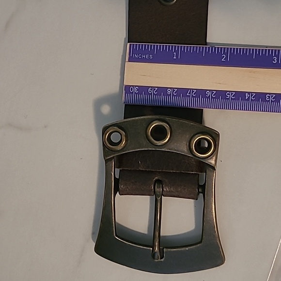Express Brown Leather Grommets Women's Belt Medium Casual Neutral Gorpcore - Picture 6 of 8